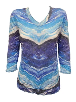 Crushed 3/4 Sleeve Water V-Neck