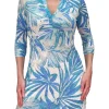 Crushed 3/4 Sleeve Wave Polo Dress