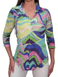 Crushed 3/4 Sleeve Zig Shirt