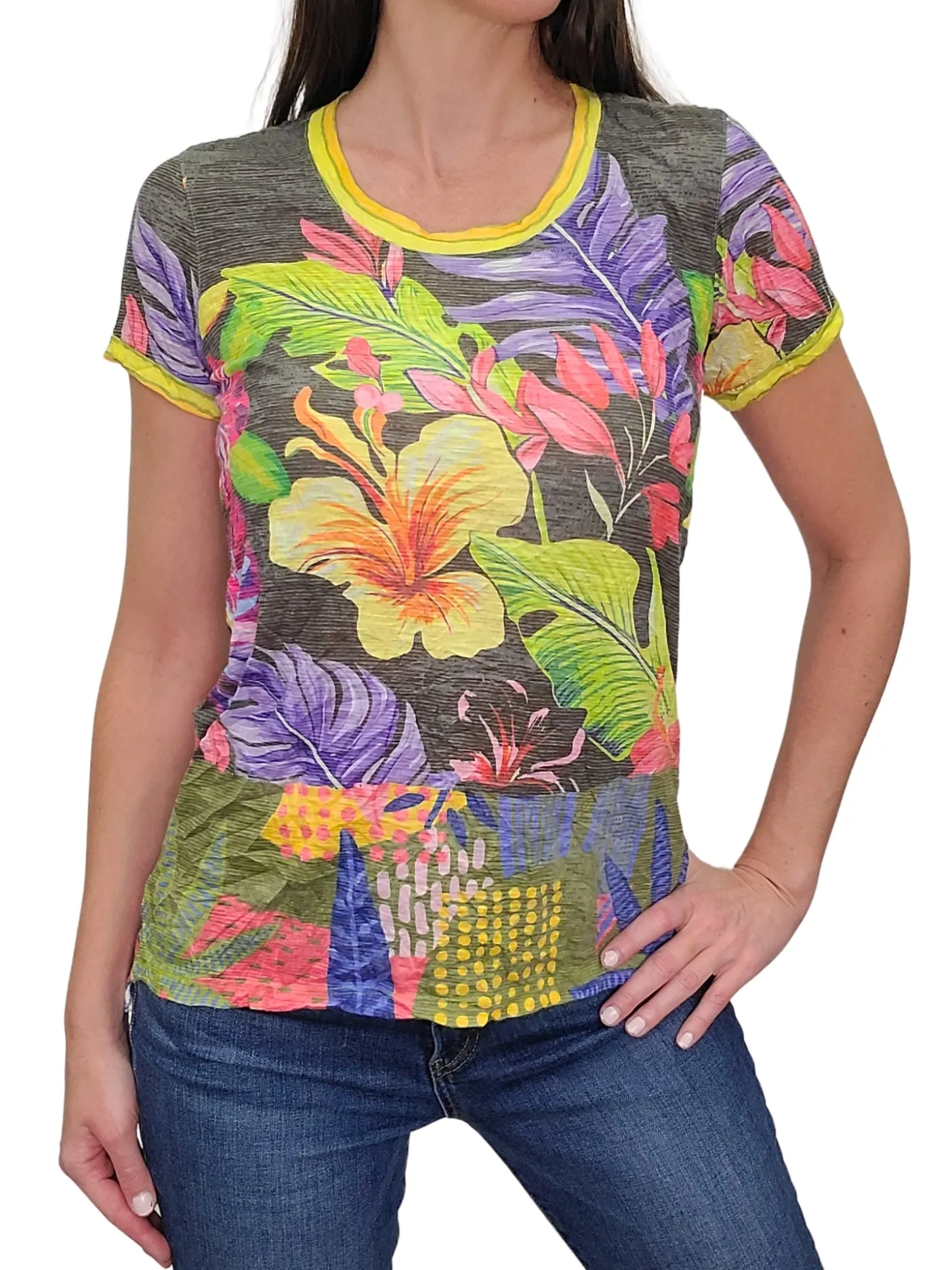 Crushed Army Tee with Cuffed Sleeve