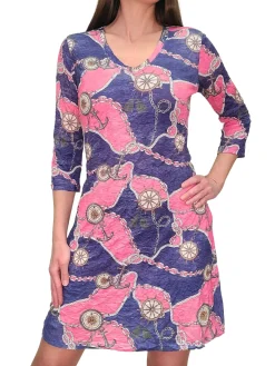 Crushed 'Chain' V-Neck Dress