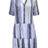 Crushed 'Chambray' Drop-Waist Dress