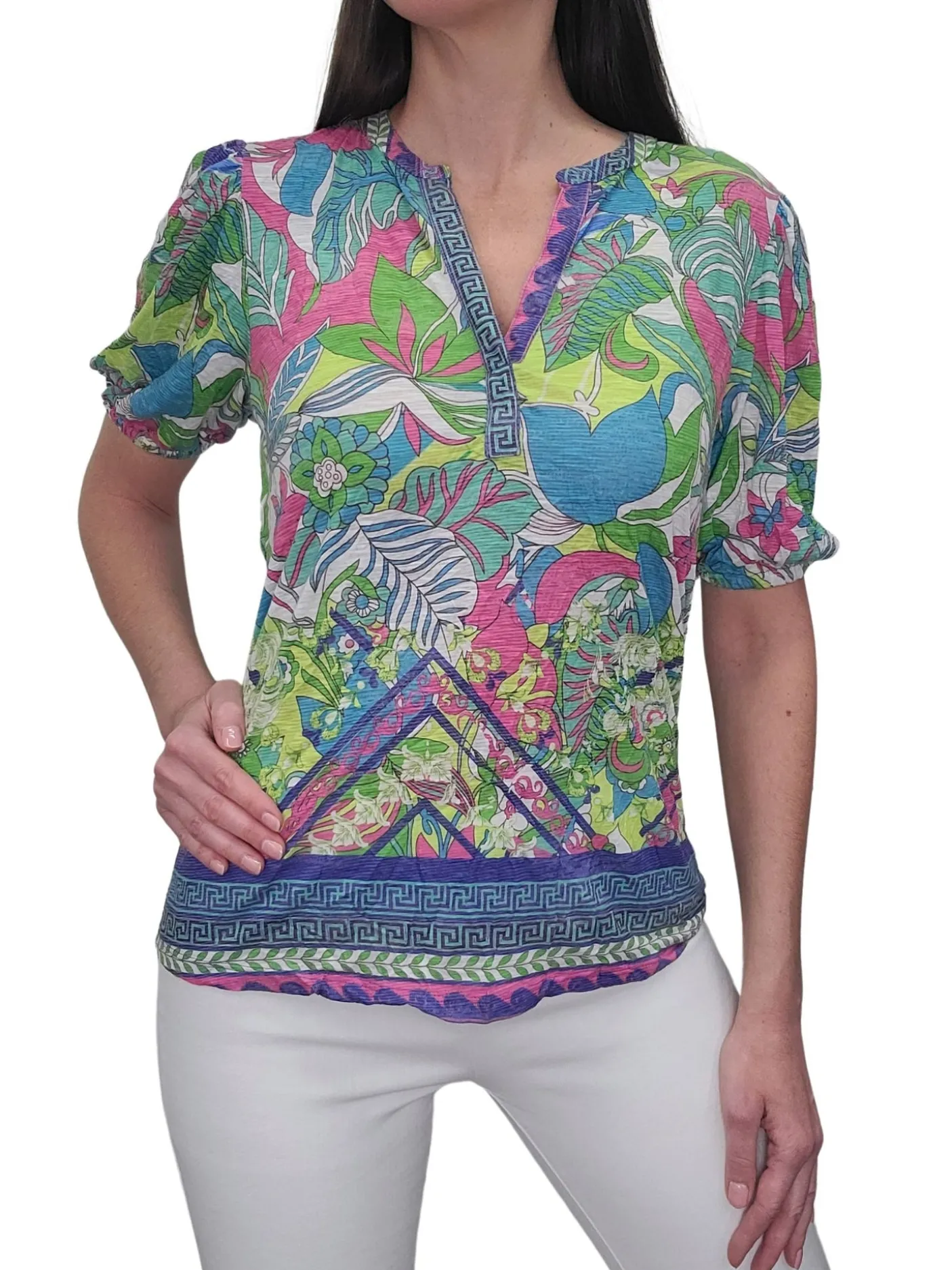 Crushed 'Deco' Collarless Polo