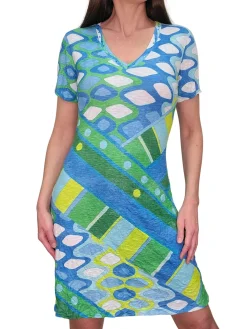 Crushed 'Deco' V-Neck Dress