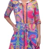 Crushed Front-Tie Bright Dress