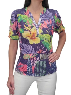 Crushed 'Iris' Collarless Polo
