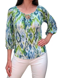 Crushed 'Kiwi' Peasant Blouse