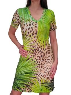 Crushed 'Lime' V-Neck Dress