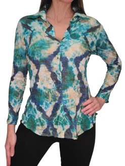 Crushed Long Sleeve Azure Shirt