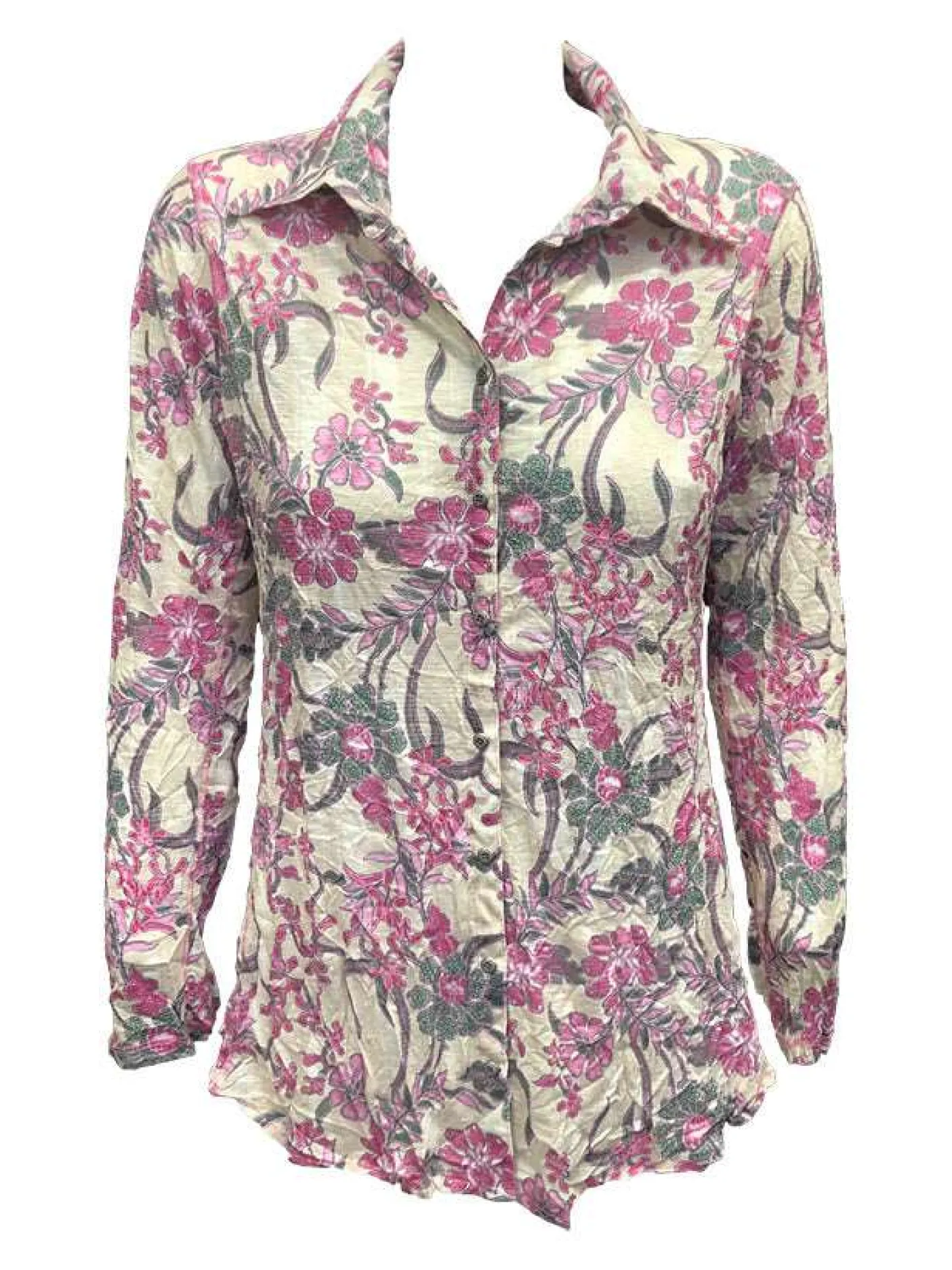 Crushed Long Sleeve Cerise Shirt