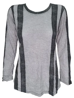 Crushed Long Sleeve 'Metal' Crew Neck with Rhinestones