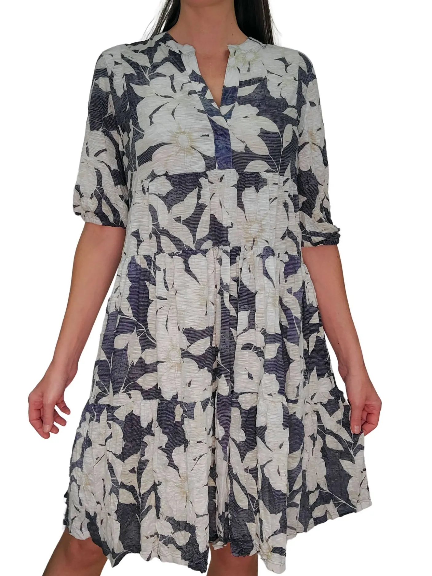 Crushed Navy 2-Tier Dress