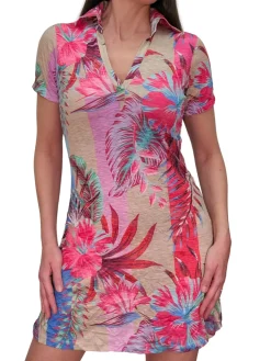Crushed Short Sleeve Bold Polo Dress