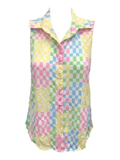 Crushed Sleeveless Lemon Shirt