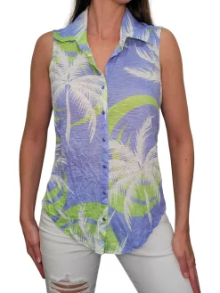 Crushed Sleeveless Peri Shirt