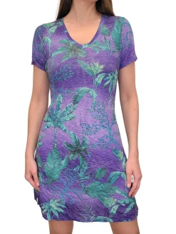 Crushed V-Neck Lapis Dress