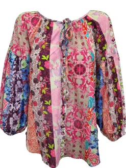 Deco Pleated Sleeve Peasant Blouse