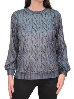 Denim Fleece Bubble Sleeve Sweatshirt
