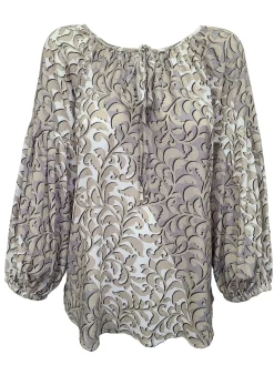 Earth Pleated Sleeve Peasant Blouse