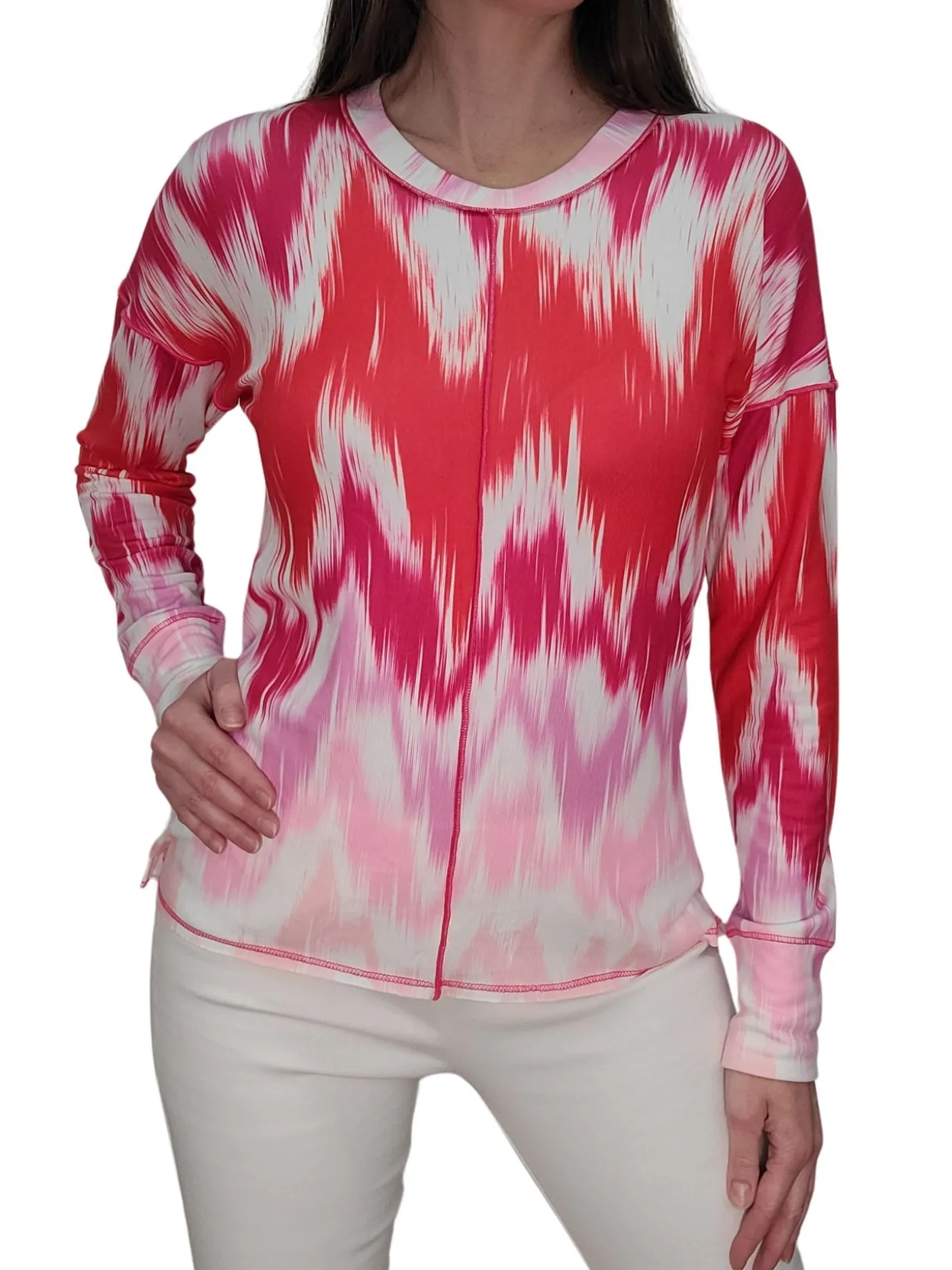 Long Sleeve 'Aztec' Crew Neck w/Front-Seam