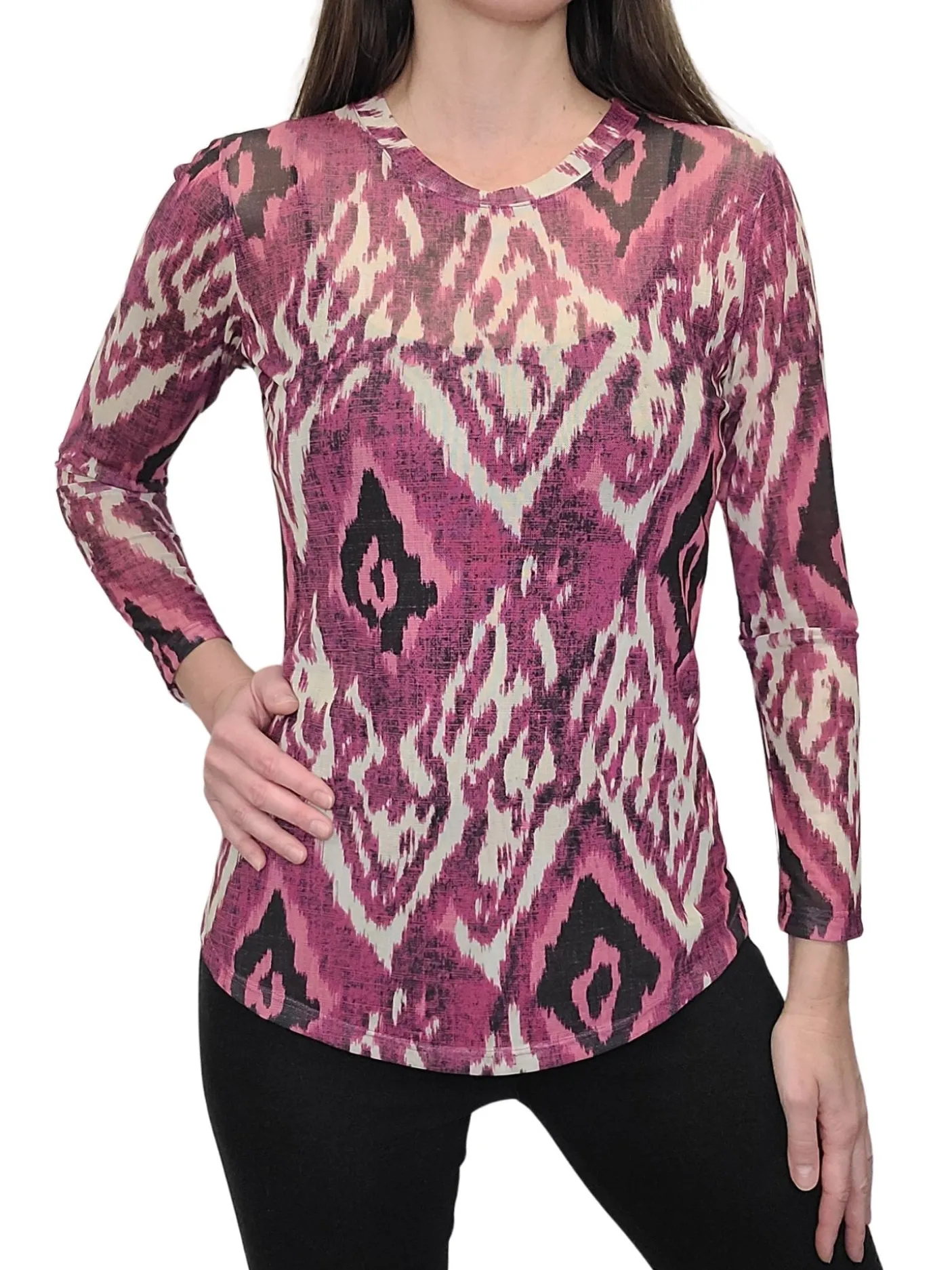 Long Sleeve Mesh 'Magenta' Tee