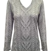 Long Sleeve Silver V-Neck