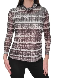 Mixed Jersey & Mesh 'Storm' Cowl Turtleneck