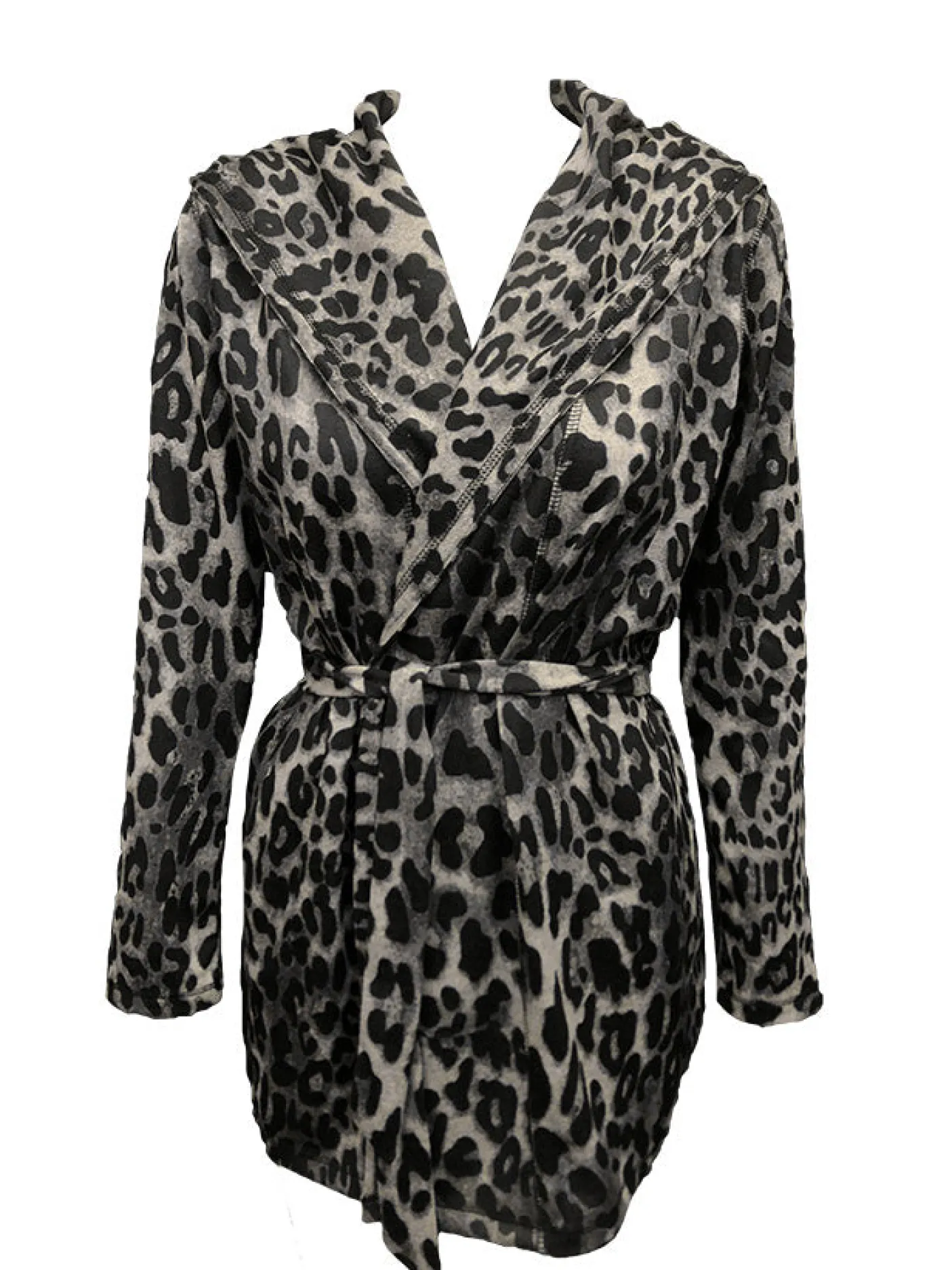 Panther Hooded Wrapped Hacci Cardigan Set
