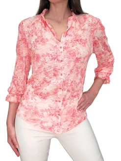 Ruffled 'Petal' Blouse with 3/4 Smocked Sleeves