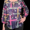 Satin Pleated Sleeve 'Belt' Peasant Blouse