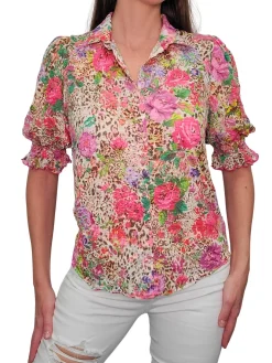 Wild Collared Blouse with Smocked Sleeves
