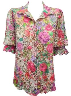 Wild Collared Blouse with Smocked Sleeves