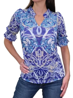 Wind Ruffled Collar Blouse with Smocked Sleeves
